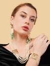 Shop_Dugran By Dugristyle_Green Beads, Stones Jahanara Gold-plated Drop Earrings _Online_at_Aza_Fashions