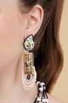 Shop_Dugran By Dugristyle_Multi Color Pearls Neelam Gold-plated Drop Earrings _Online_at_Aza_Fashions