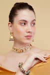 Shop_Dugran By Dugristyle_Multi Color Stones Khoon-e-gul Gold-plated Bracelet _Online_at_Aza_Fashions