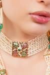 Buy_Dugran By Dugristyle_Multi Color Sang-e-laal Gold-plated Choker Necklace _Online_at_Aza_Fashions