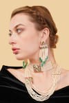 Shop_Dugran By Dugristyle_Multi Color Gold-plated Shamroz Haar Necklace _Online_at_Aza_Fashions