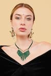 Dugran By Dugristyle_Green Khizran Haar Gold-plated Necklace _Online_at_Aza_Fashions