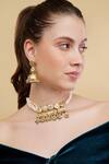 Buy_Dugran By Dugristyle_Multi Color Gold-plated Green And Blue Choker Necklace _at_Aza_Fashions