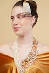 Buy_Dugran By Dugristyle_Multi Color Zarqaani Gold-plated Long Necklace _Online_at_Aza_Fashions