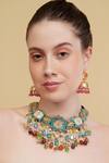 Buy_Dugran By Dugristyle_Multi Color Gold-plated Designer Choker Necklace _at_Aza_Fashions