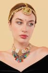 Buy_Dugran By Dugristyle_Multi Color Husn-e-surkh Gold-plated Choker Necklace _at_Aza_Fashions