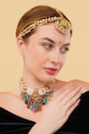 Shop_Dugran By Dugristyle_Multi Color Husn-e-surkh Gold-plated Choker Necklace _Online_at_Aza_Fashions