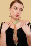 Buy_Dugran By Dugristyle_Green Sabzparee Haar Gold-plated Long Necklace _at_Aza_Fashions