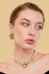 Dugran By Dugristyle_Green Beads, Stones Sumbul Chokar Necklace Set _Online_at_Aza_Fashions