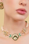 Buy_Dugran By Dugristyle_Green Beads, Stones Sumbul Chokar Necklace Set _Online_at_Aza_Fashions