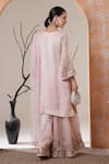 Shop_Surabhi Arya_Pink Organza Embroidery Round Neck Baby Kurta Set _at_Aza_Fashions
