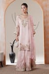 Shop_Surabhi Arya_Pink Organza Embroidery Round Neck Baby Kurta Set _Online_at_Aza_Fashions
