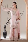 Shop_Surabhi Arya_Pink Organza Embroidery Round Neck Baby Kurta Set 
