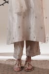 Surabhi Arya_Silver Organza Sequins, Embroidery Split V-neck Tissue Kurta Set _Online_at_Aza_Fashions