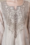 Buy_Surabhi Arya_Silver Organza Sequins, Embroidery Split V-neck Tissue Kurta Set 