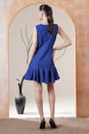 Shop_Surabhi Arya_Blue Scoop Neck Scalloped Hem Dress _at_Aza_Fashions