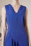 Surabhi Arya_Blue Scoop Neck Scalloped Hem Dress _at_Aza_Fashions