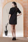 Shop_Surabhi Arya_Black Crepe Sequins Collared Designer Dress With _at_Aza_Fashions