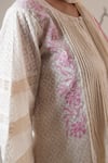Shop_Surabhi Arya_White Chanderi Embroidery Keyhole Neck Kurta Set With Dupatta 