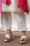 Surabhi Arya_White Chanderi Embroidery, Tassels Round Neck Floral Kurta Set _Online_at_Aza_Fashions
