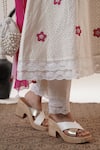 Shop_Surabhi Arya_White Chanderi Embroidery V-neck Floral Kurta Set _Online_at_Aza_Fashions