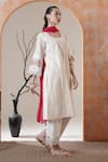 Buy_Surabhi Arya_White Chanderi Embroidery, Tassels Scoop Neck Kurta Set 