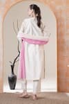 Shop_Surabhi Arya_White Chanderi Embroidery Collared Kurta Set With Dupatta _at_Aza_Fashions