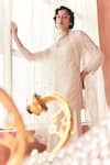 Shop_Summer by Priyanka Gupta_Ivory Organza, Georgette Embroidery Square Neck Folliage Kurta Set _Online_at_Aza_Fashions