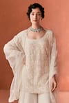 Buy_Summer by Priyanka Gupta_Ivory Organza, Georgette Embroidery Square Neck Folliage Kurta Set 