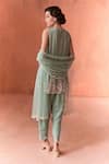 Summer by Priyanka Gupta_Green Georgette, Net Embroidery Round Neck Amaria A-line Kurta Set _Online_at_Aza_Fashions