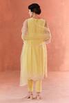 Shop_Summer by Priyanka Gupta_Yellow Georgette, Net Embroidery Round Neck A-line Long Kurta Set _at_Aza_Fashions