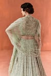 Summer by Priyanka Gupta_Green Georgette, Net, Organza Sequins, Beads Round Neck Chandelier Lehenga Set _Online_at_Aza_Fashions