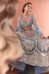 Buy_Summer by Priyanka Gupta_Blue Georgette, Organza Sequins, Embroidery, Adena Rays Designer Lehenga Set _Online_at_Aza_Fashions