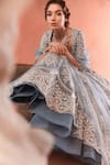 Shop_Summer by Priyanka Gupta_Blue Georgette, Organza Sequins, Embroidery, Adena Rays Designer Lehenga Set _Online_at_Aza_Fashions
