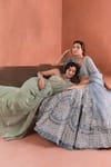 Shop_Summer by Priyanka Gupta_Blue Georgette, Organza Sequins, Embroidery, Adena Rays Designer Lehenga Set 