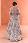 Summer by Priyanka Gupta_Blue Georgette, Organza Sequins, Embroidery, Adena Rays Designer Lehenga Set _Online_at_Aza_Fashions
