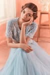 Buy_Summer by Priyanka Gupta_Cobalt Net, Georgette Beads, Embroidery Round Citrus Blue Amaria Lehenga Set _Online_at_Aza_Fashions