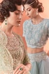 Shop_Summer by Priyanka Gupta_Cobalt Net, Georgette Beads, Embroidery Round Citrus Blue Amaria Lehenga Set _Online_at_Aza_Fashions
