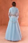 Summer by Priyanka Gupta_Cobalt Net, Georgette Beads, Embroidery Round Citrus Blue Amaria Lehenga Set _Online_at_Aza_Fashions
