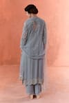 Shop_Summer by Priyanka Gupta_Blue Georgette, Net Embroidery Round Neck Bloom Cutdana Kurta Set _at_Aza_Fashions