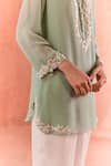 Summer by Priyanka Gupta_Green Georgette Embroidery Round Neck Adena Tunic _Online_at_Aza_Fashions