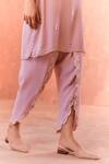 Buy_Summer by Priyanka Gupta_Pink Georgette Embroidery V-neck Bow Co-ord Kurta Set _Online_at_Aza_Fashions