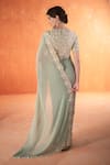 Summer by Priyanka Gupta_Green Georgette Embroidery Round Neck Chandelier Saree Set _Online_at_Aza_Fashions