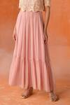 Buy_Summer by Priyanka Gupta_Pink Georgette, Net Embroidery Round Neck Chandelier Dress With Overlay Top _Online_at_Aza_Fashions