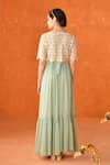 Summer by Priyanka Gupta_Green Georgette, Net Embroidery Round Neck Chandelier Dress With Overlay Top _Online_at_Aza_Fashions