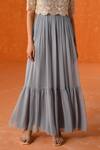 Buy_Summer by Priyanka Gupta_Blue Georgette, Net Embroidery Round Neck Chandelier Dress With Overlay _Online_at_Aza_Fashions