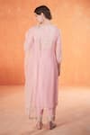 Shop_Summer by Priyanka Gupta_Pink Georgette, Net Sequins, Embroidery V-neck Mirella Kurta Set _at_Aza_Fashions