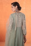 Summer by Priyanka Gupta_Green Georgette, Net Sequins, Embroidery V-neck Mirella Kurta Set _Online_at_Aza_Fashions