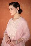 Summer by Priyanka Gupta_Pink Georgette, Organza Embroidery, Sequins Round Asteria Straight Kurta Set _Online_at_Aza_Fashions