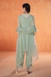 Summer by Priyanka Gupta_Green Georgette, Organza Embroidery Round Neck Asteria Straight Kurta Set _Online_at_Aza_Fashions